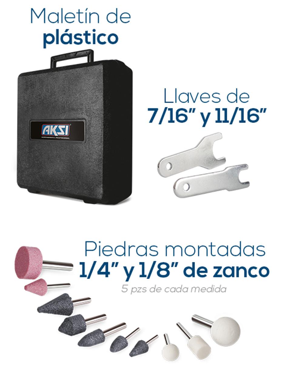 Mini esmeriladora neumática AKSI 1/4 pulgada + accesorios