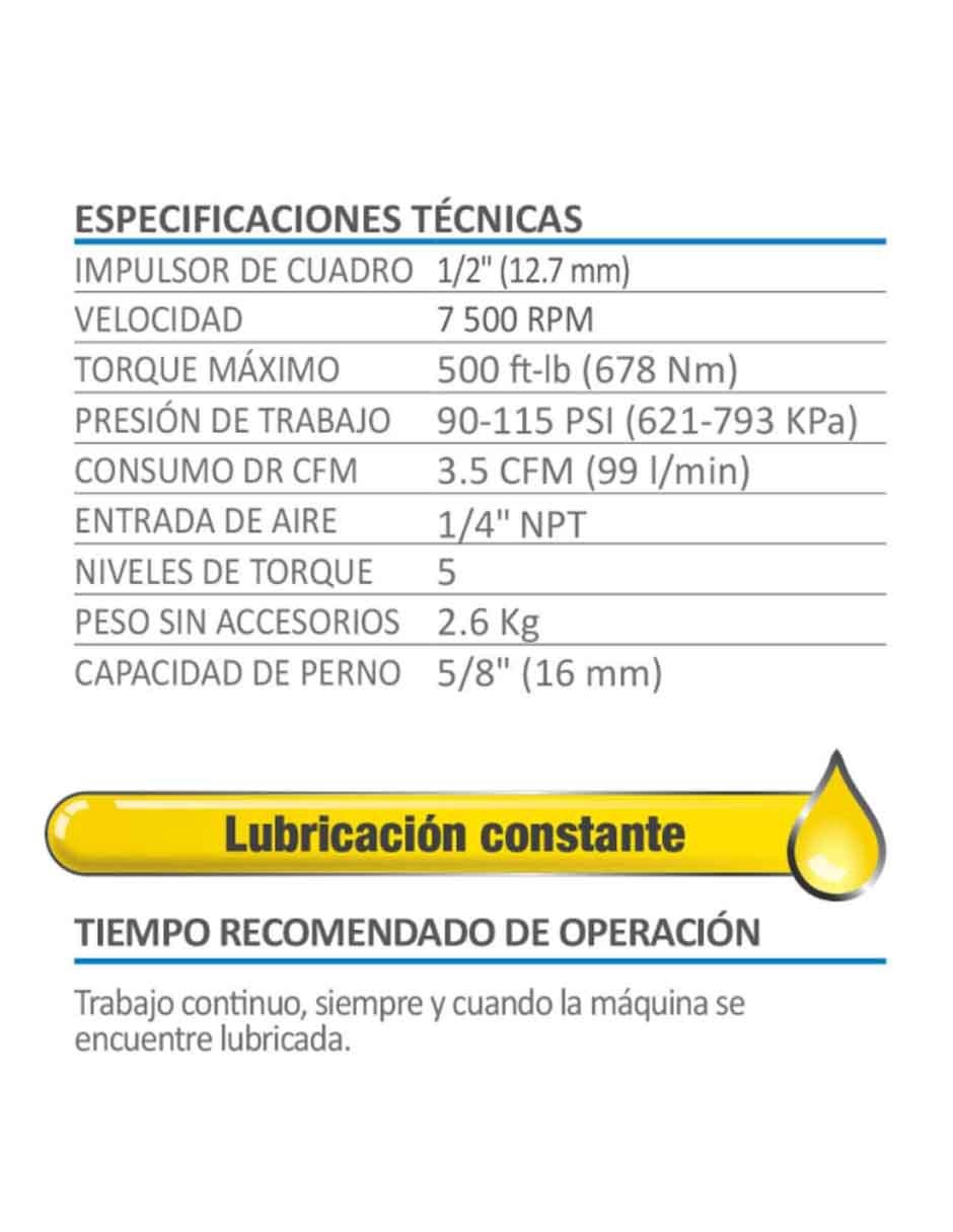 Pistola neumática de impacto 1/2 pulgada Línea profesional 5