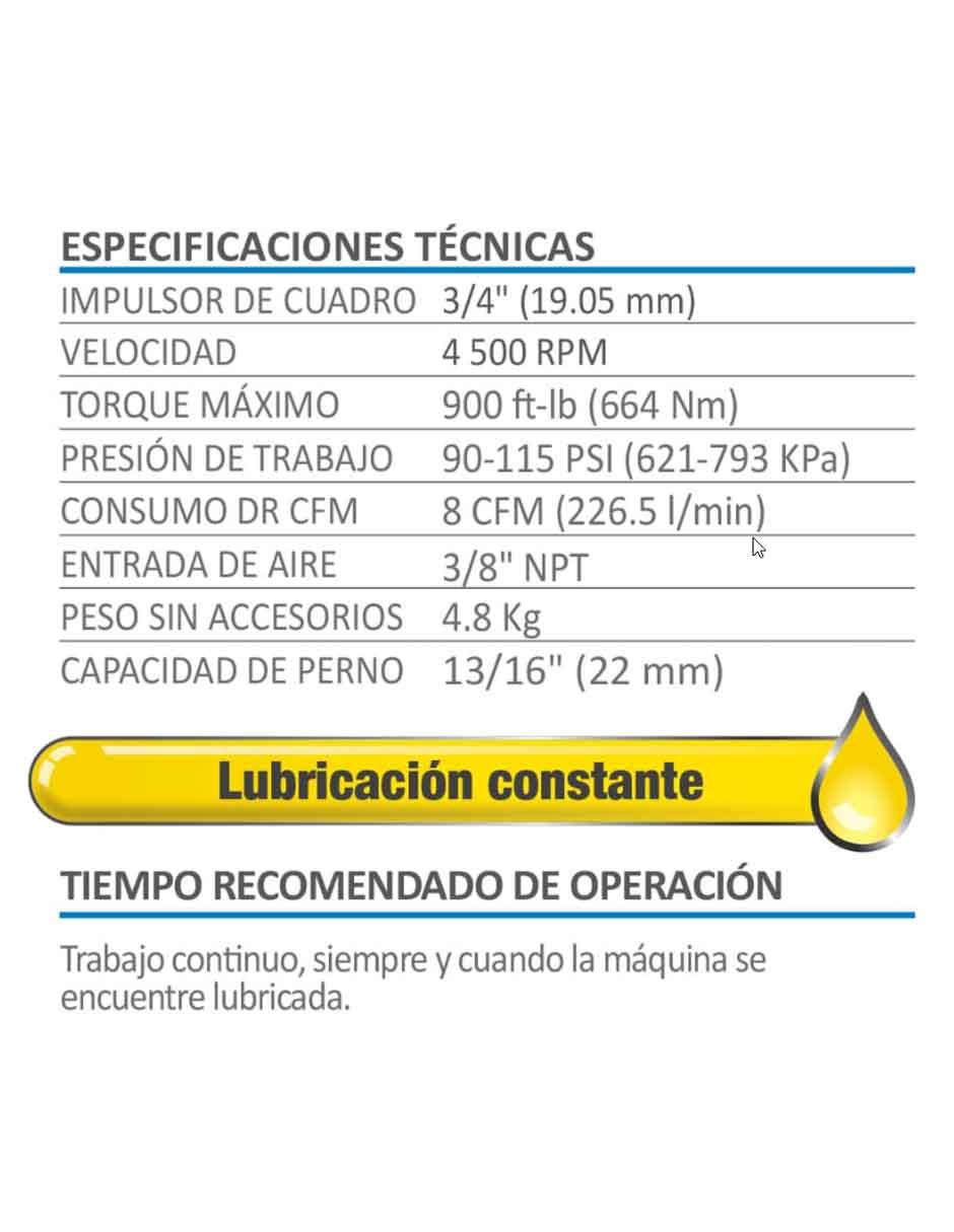 Pistola neumática de impacto AKSI 3/4 pulgada Línea profesional