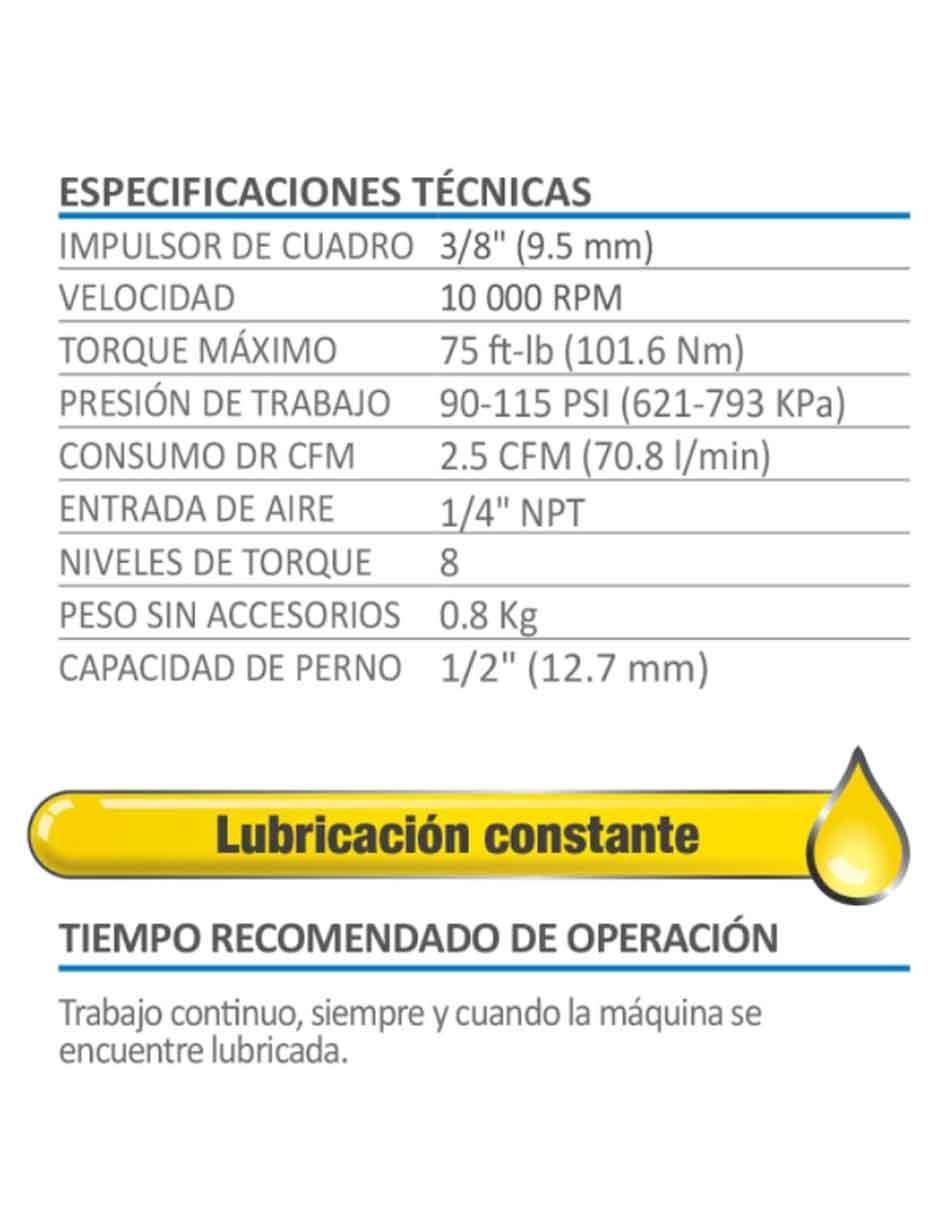 Pistola neumática de impacto AKSI 3/8 pulgada Línea semiprofesional