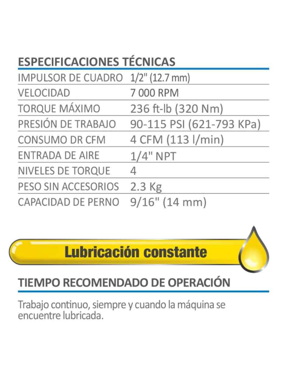 Pistola neumática de impacto AKSI 1/2 pulgada + kit de accesorios
