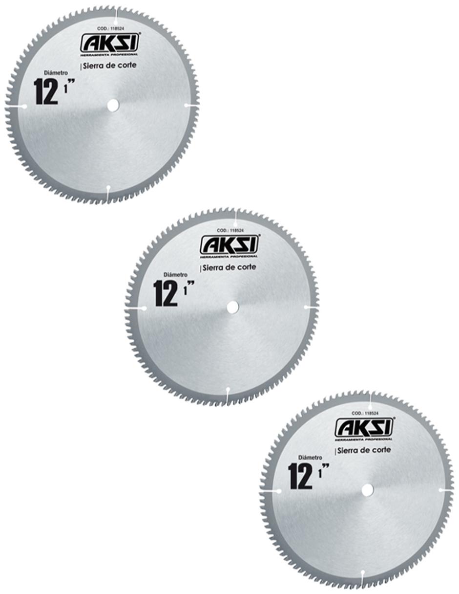 Pack de 3 sierras circulares de 100 dientes de 12 pulgadas con un centro de 1 pulgada AKSI