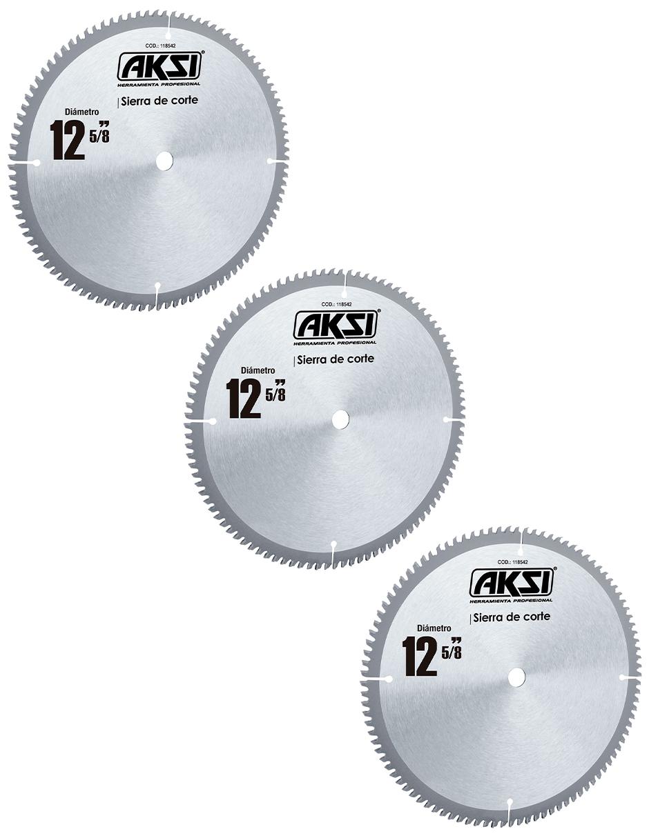 Pack de 3 sierras circulares 80 dientes de 12 pulgadas con un centro de 5/8 pulgadas AKSI