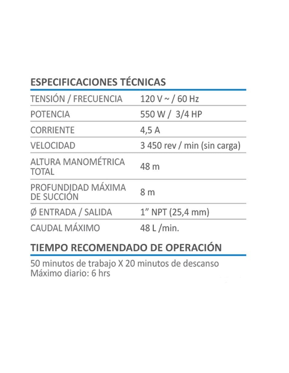 Bomba periférica AKSI 3/4 HP 600W Línea Profesional