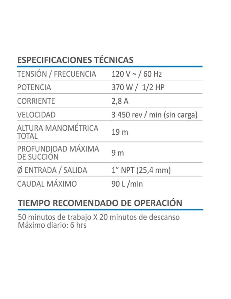 Bomba centrifuga AKSI 1/2 HP 370W Línea Profesional