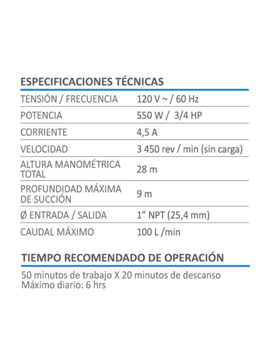 Bomba centrifuga AKSI 3/4 HP 600W Línea Profesional