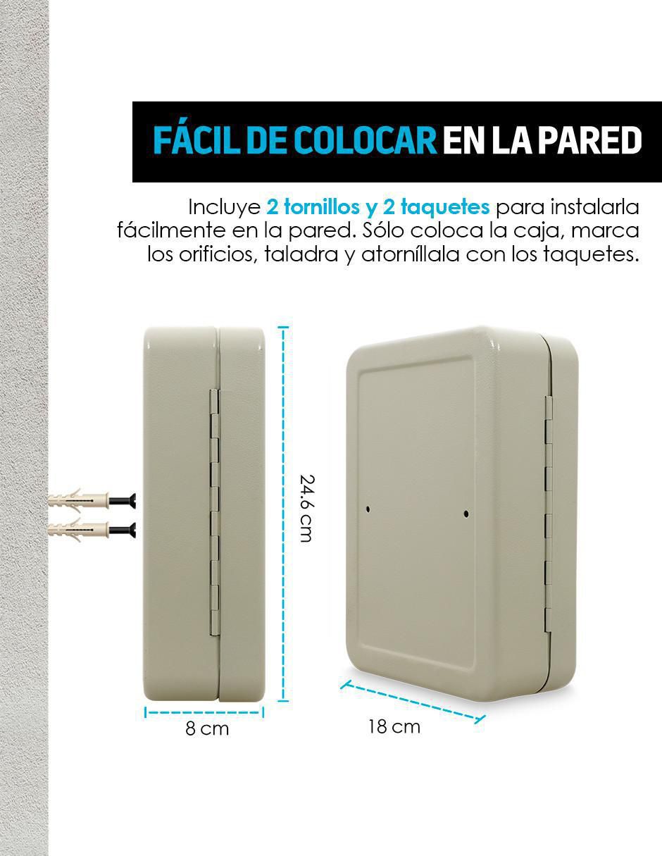 Caja de Seguridad para Llaves 48 Ganchos, de Pared con Cerradura 9