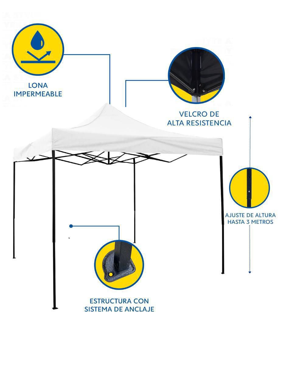 Carpa ancho 300 cm x largo 300 cm 8
