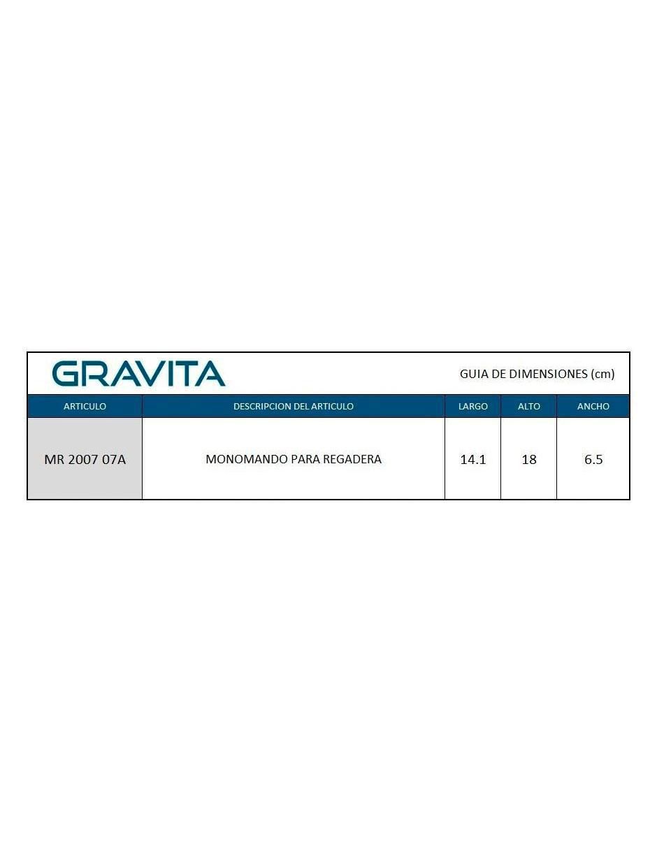 Monomando para regadera Gravita