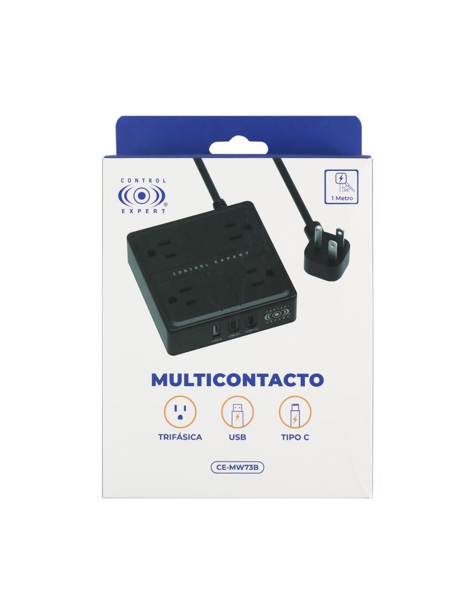 Multicontacto CE-MW73 de 4 contactos y 2 puertos USB