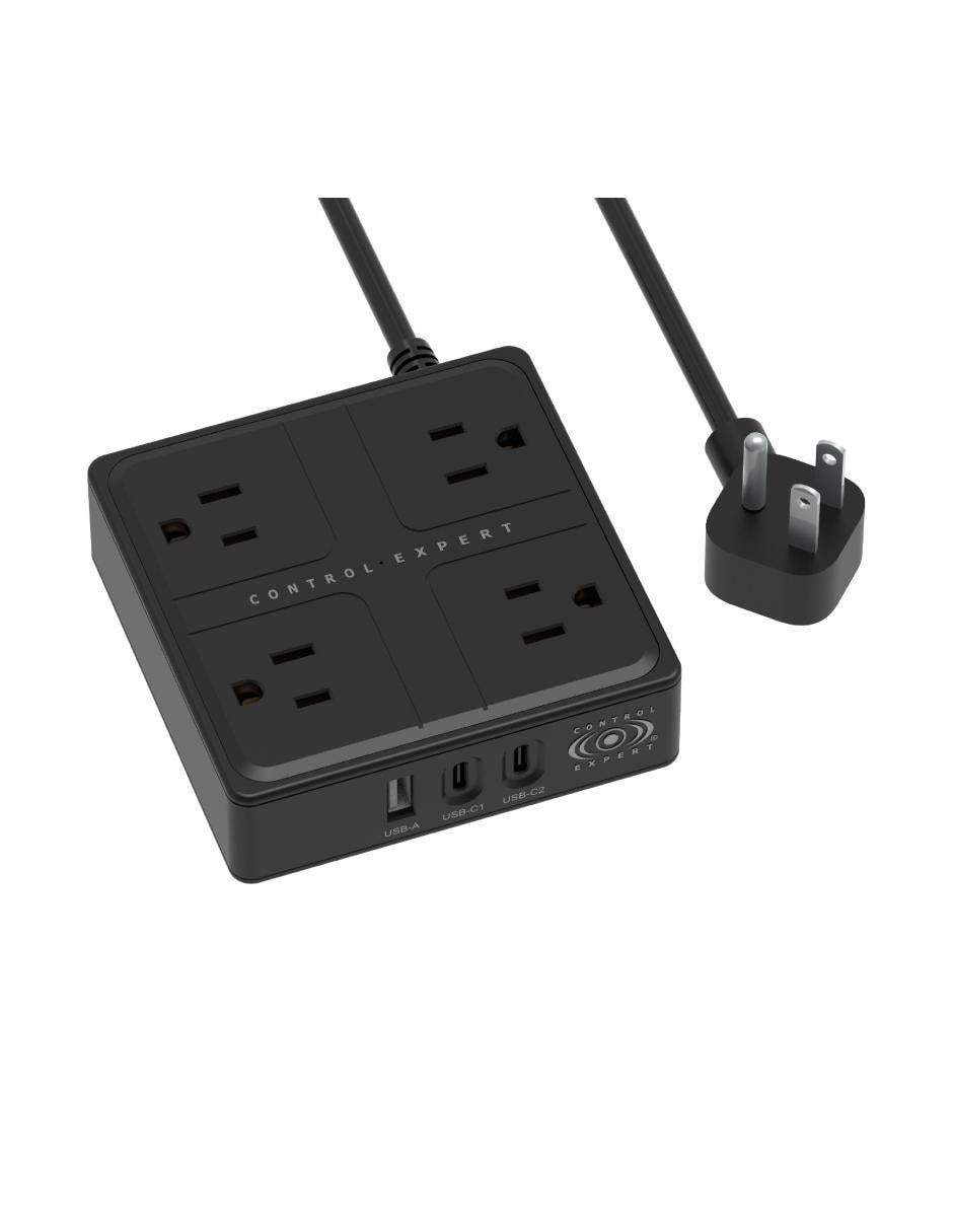 Multicontacto CE-MW73 de 4 contactos y 2 puertos USB