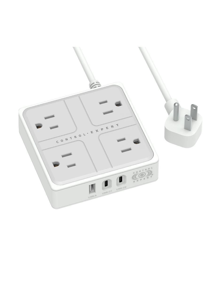 Multicontacto CE-MW73 de 4 contactos y 2 puertos USB