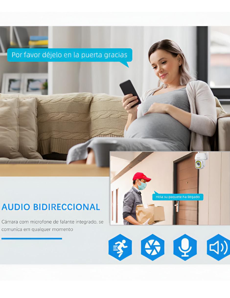 Cámara de seguridad inalámbrica Full HD 360° con capacidad para grabar visión nocturna para interior y exterior 4