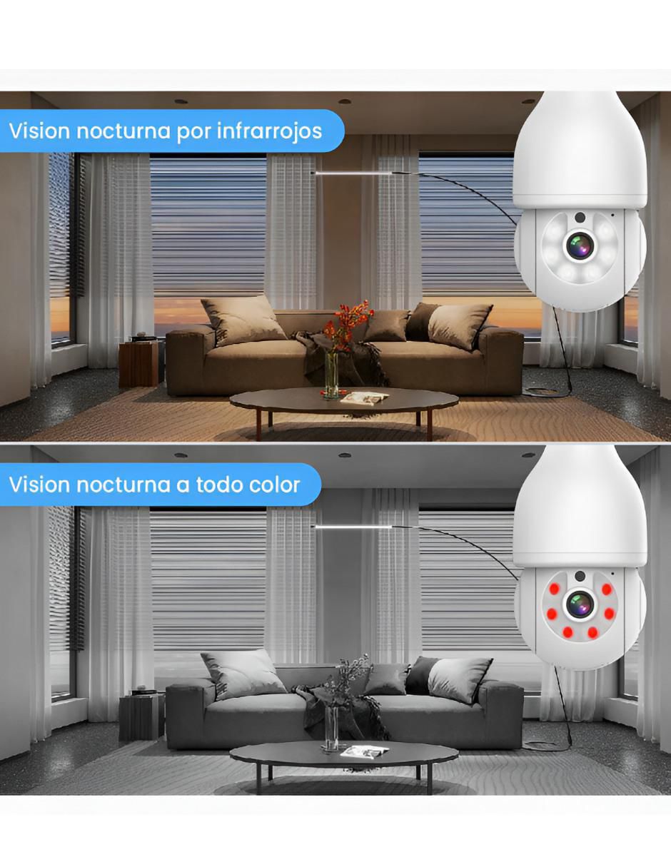Cámara de seguridad inalámbrica Full HD 360° con capacidad para grabar visión nocturna para interior 4
