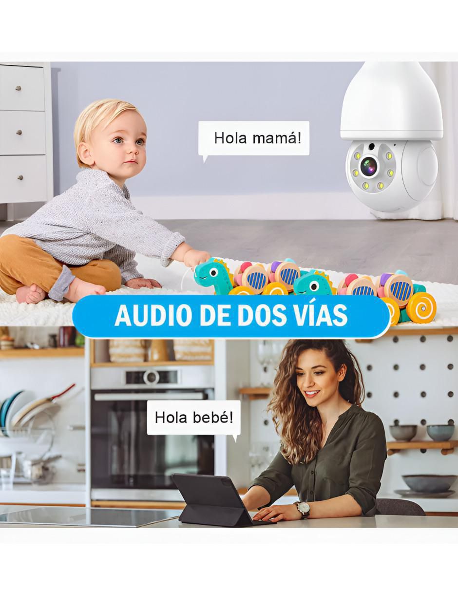Cámara de seguridad inalámbrica Full HD 360° con capacidad para grabar visión nocturna para interior 3