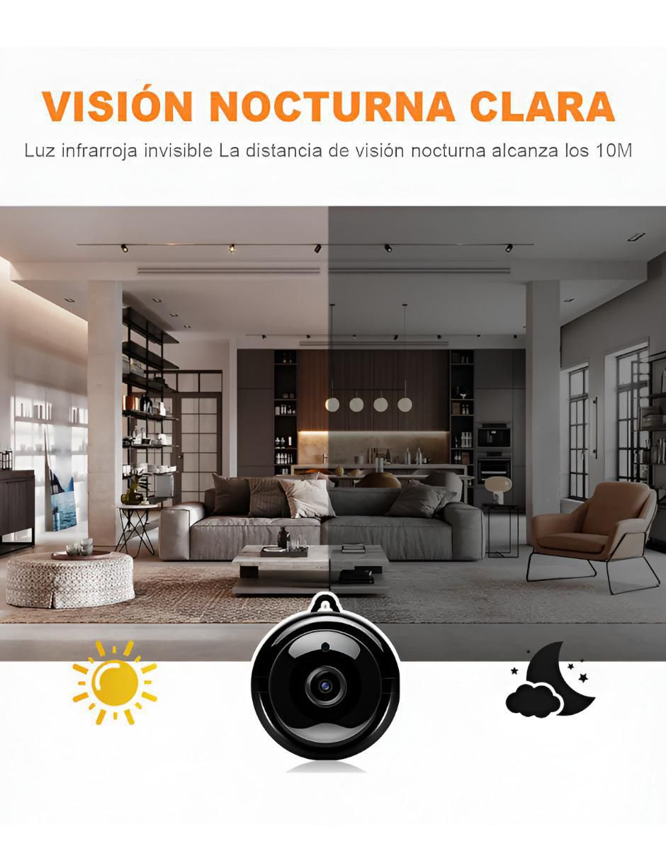 Cámara de seguridad inalámbrica Full HD 110° con capacidad para grabar visión nocturna para interior 4