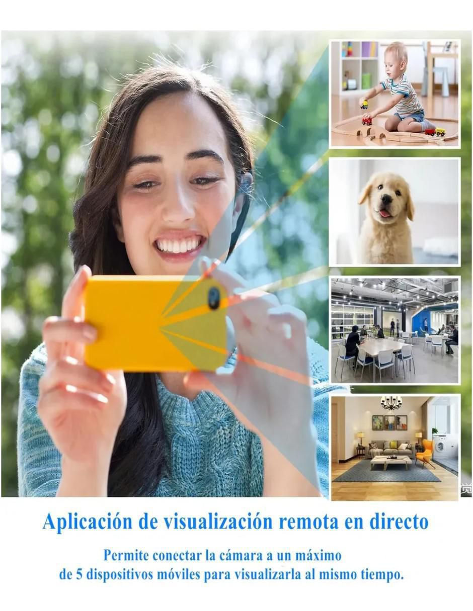Cámara Wi-Fi de seguridad inalámbrica 2K 150° a 60°  con capacidad para grabar visión nocturna para interior 12