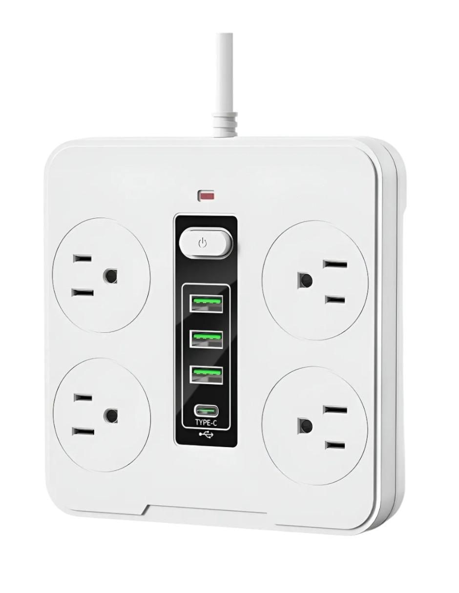 Multicontacto de 4 contactos y 2 puertos USB