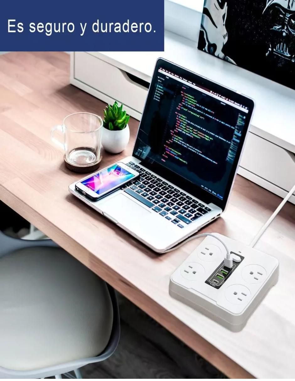 Multicontacto de 4 contactos y 2 puertos USB 3