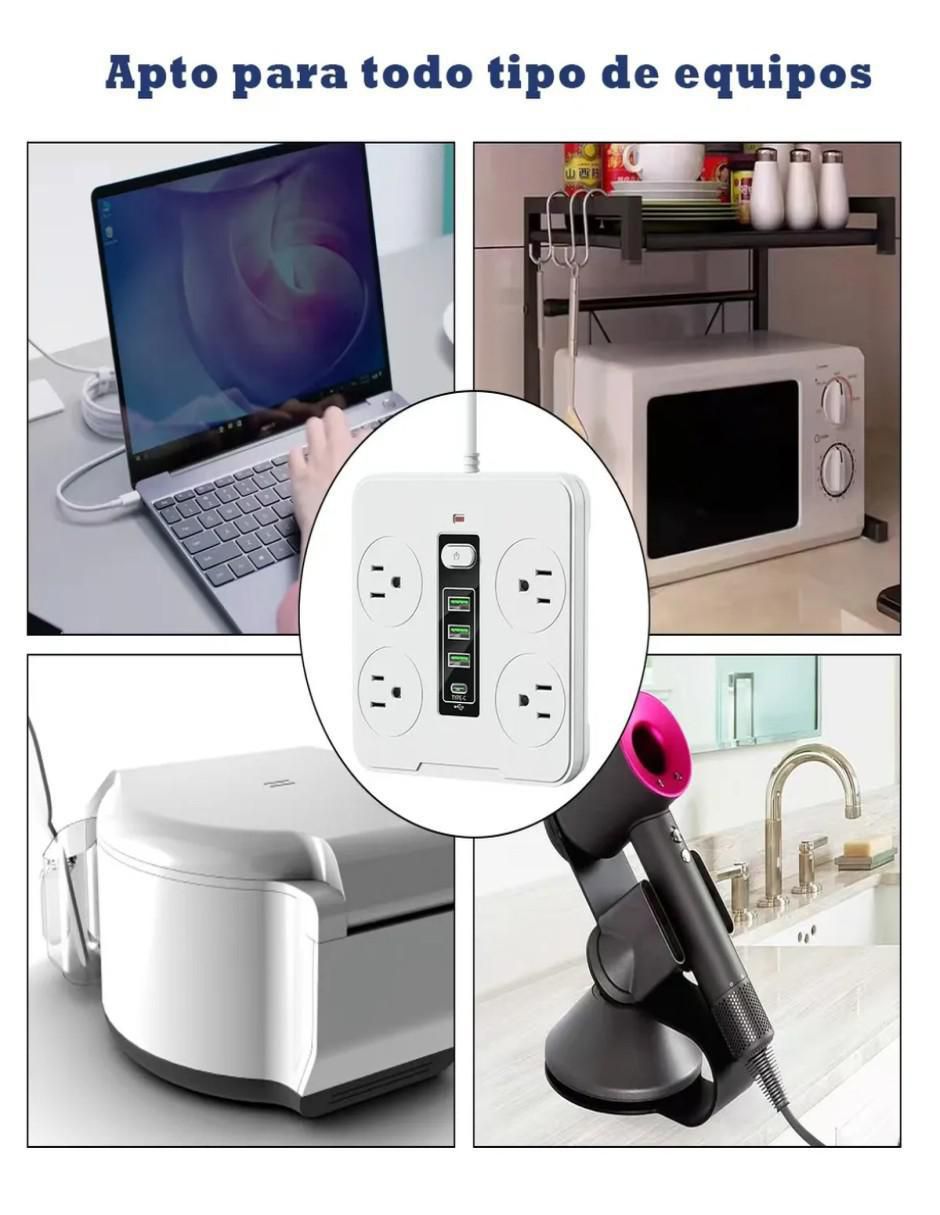 Multicontacto de 4 contactos y 2 puertos USB 6