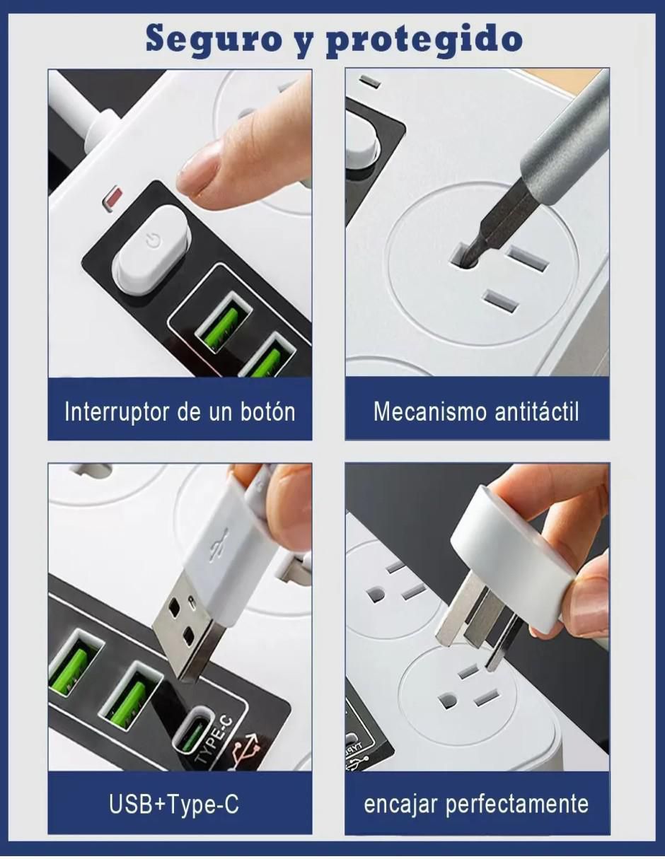 Multicontacto de 4 contactos y 2 puertos USB 7