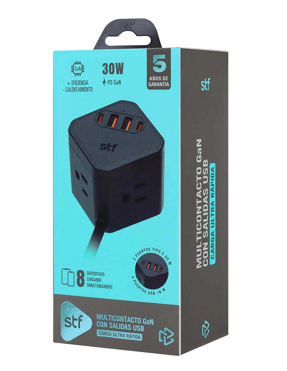 Multicontacto SR-A47022 de 4 contactos y 2 puertos USB 3