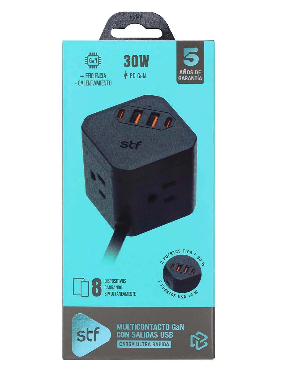 Multicontacto SR-A47022 de 4 contactos y 2 puertos USB 4