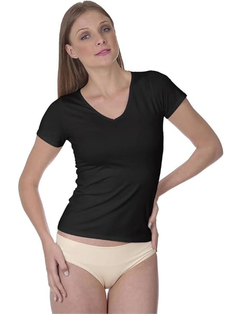 Camiseta cuello v manga corta de algodón pima 1