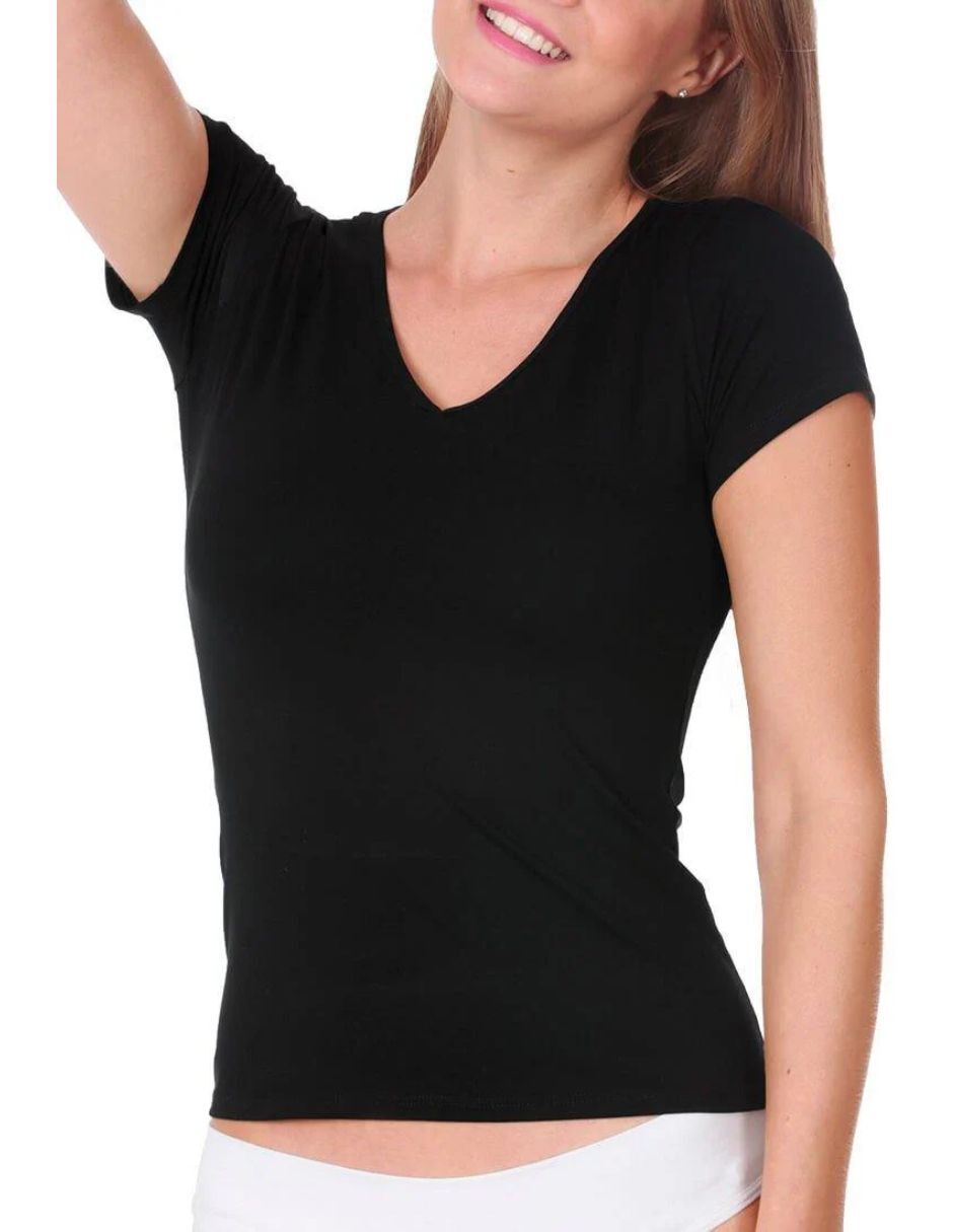 Camiseta cuello v manga corta de algodón pima 4