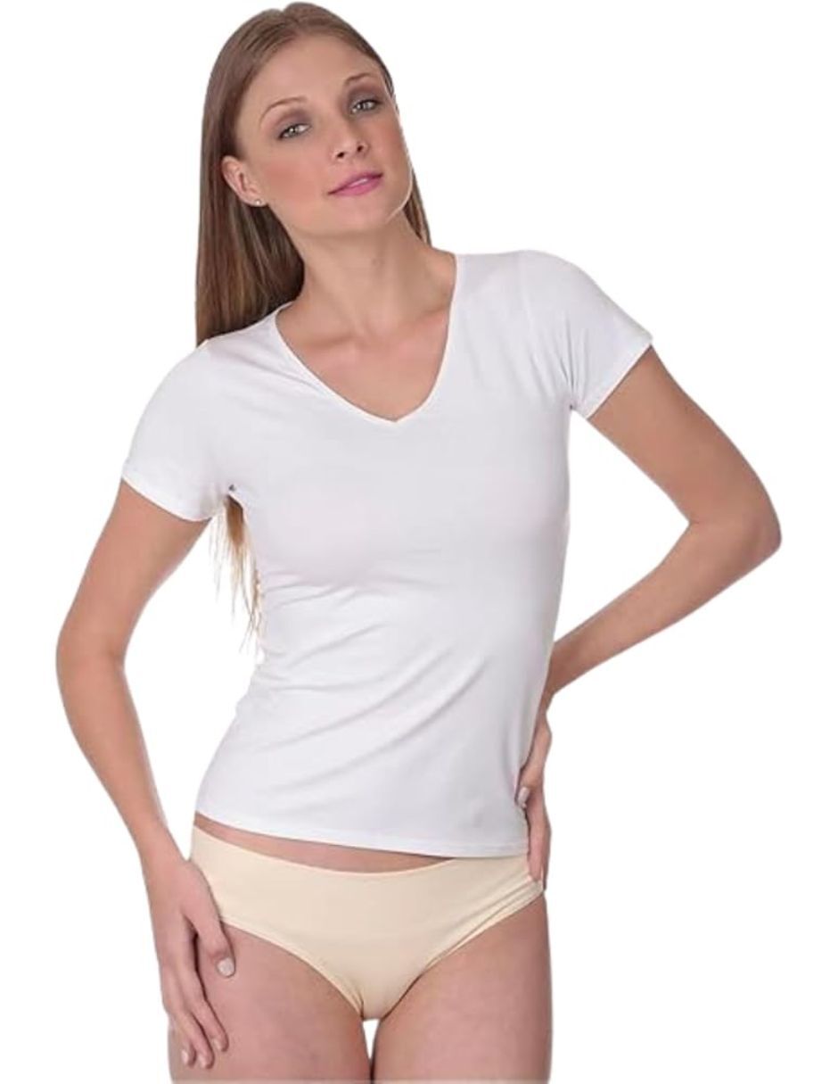 Camiseta cuello v manga corta de algodón pima