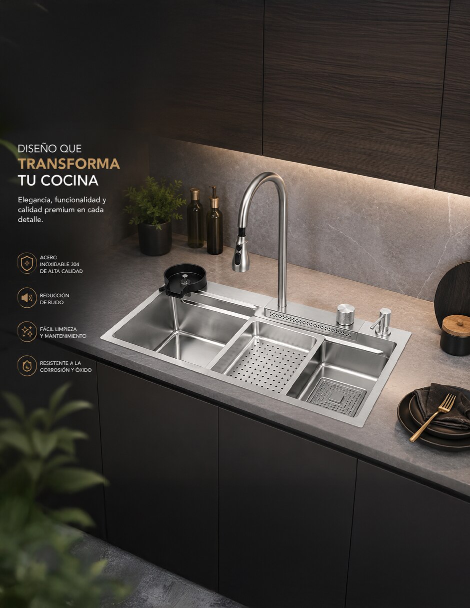 Fregadero de acero inoxidable con escurridor derecho Tarjakit304 2