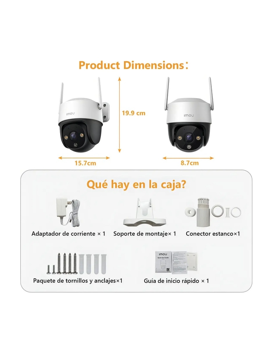 Cámara de seguridad modelo IPCS41FEN Inalámbrica HD 360° con capacidad de grabar para exterior 5