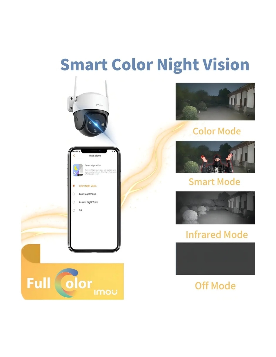Cámara de seguridad modelo IPCS41FEN Inalámbrica HD 360° con capacidad de grabar para exterior 4