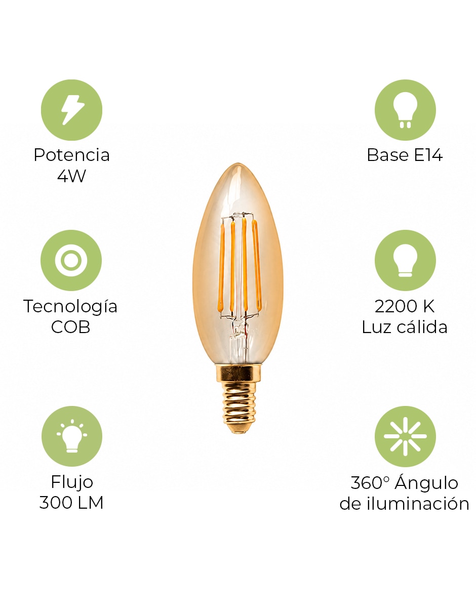 Foco LED 4 W de consumo 4 W de iluminación 300 lm lúmenes 3