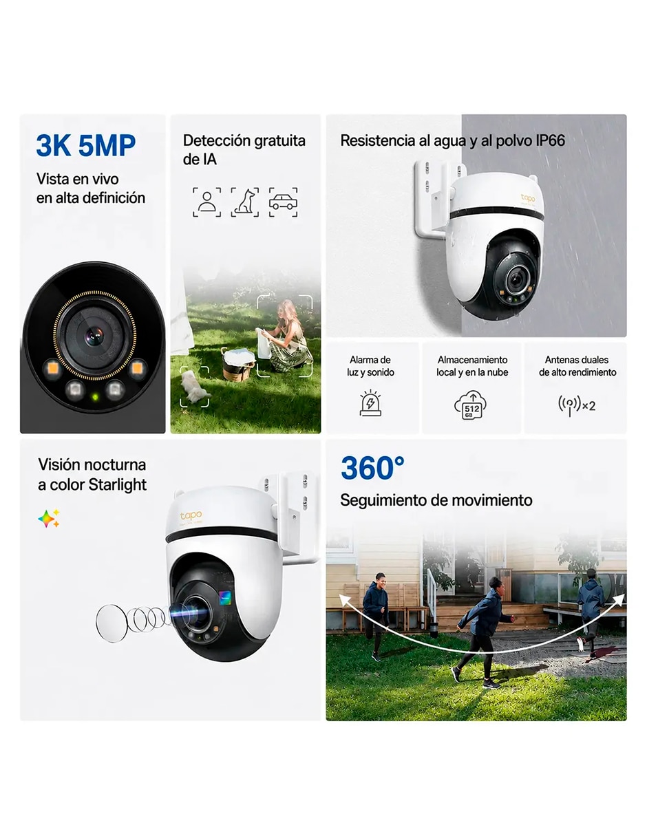 Cámara individual de seguridad modelo c530ws 5mp Inalámbrica 3k 360° capacidad de grabar para exterior 5