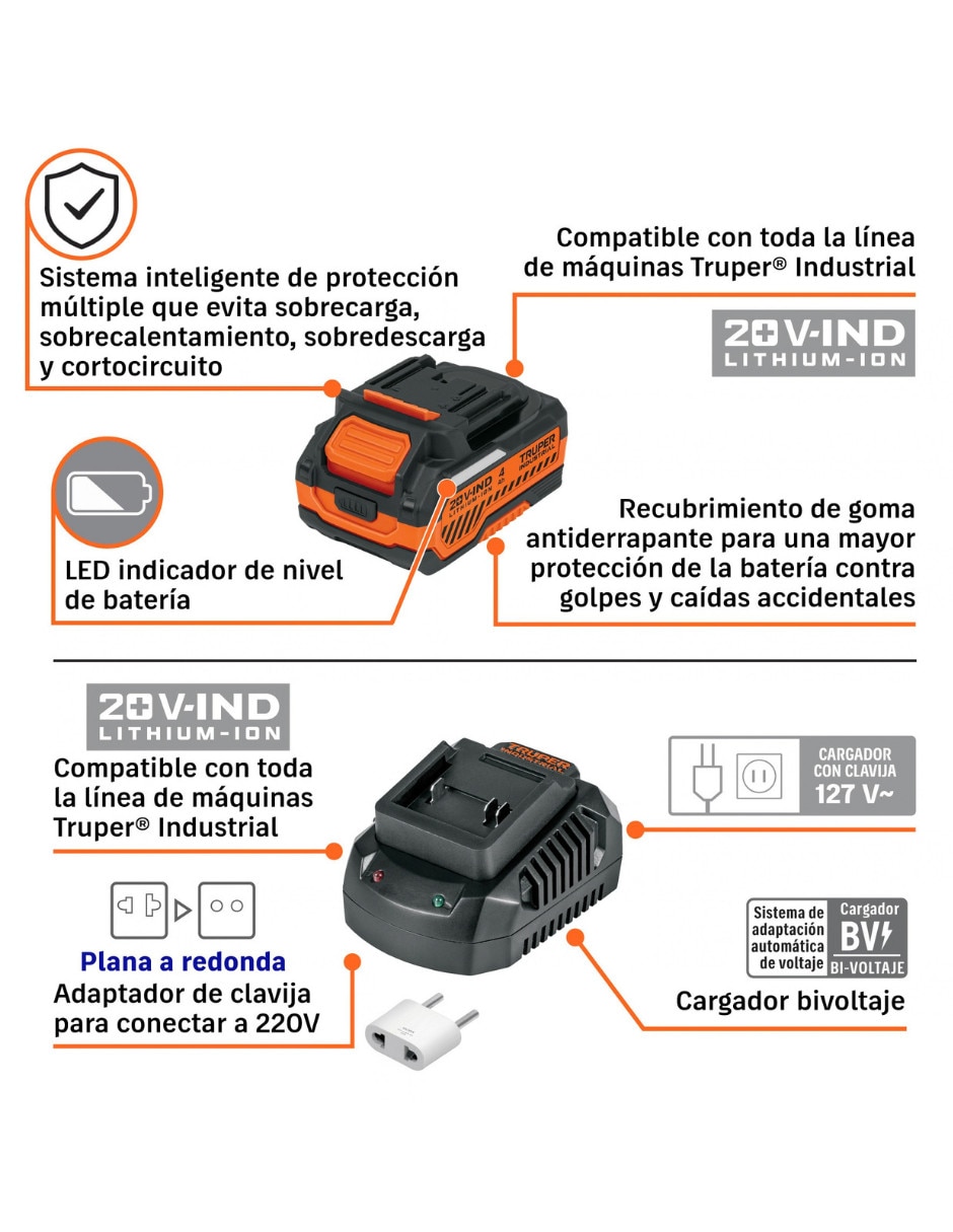 Rotomartillo y atornillador n20-combo-rd 30 w 10 piezas 2