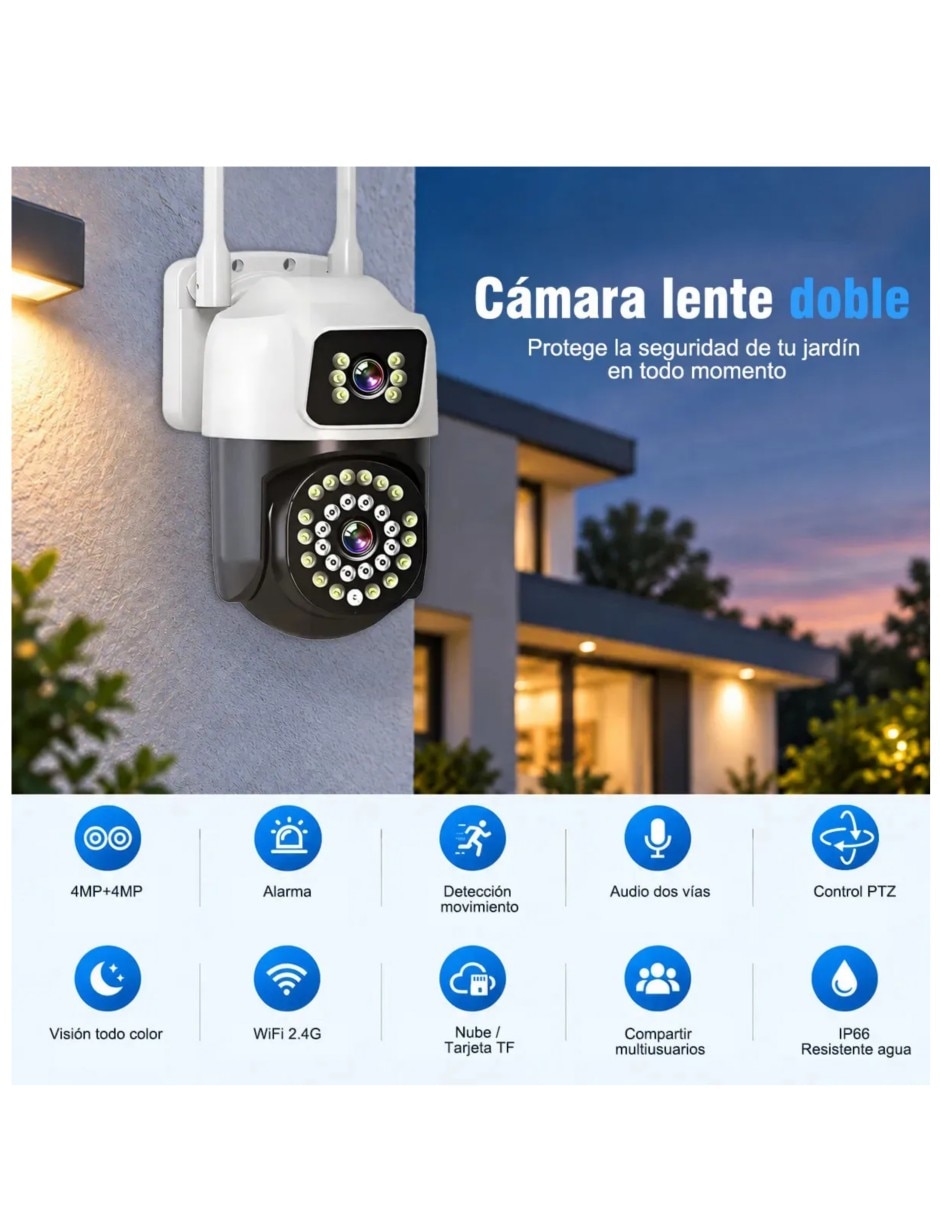 Cámara de seguridad modelo Inalámbricos 4k/uhd 110 a 60° capacidad de grabar para Interior y exterior 5