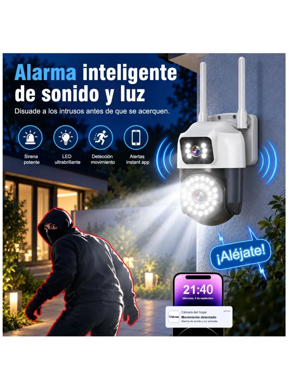 Cámara de seguridad modelo Inalámbricos 4k/uhd 110 a 60° capacidad de grabar para Interior y exterior 3