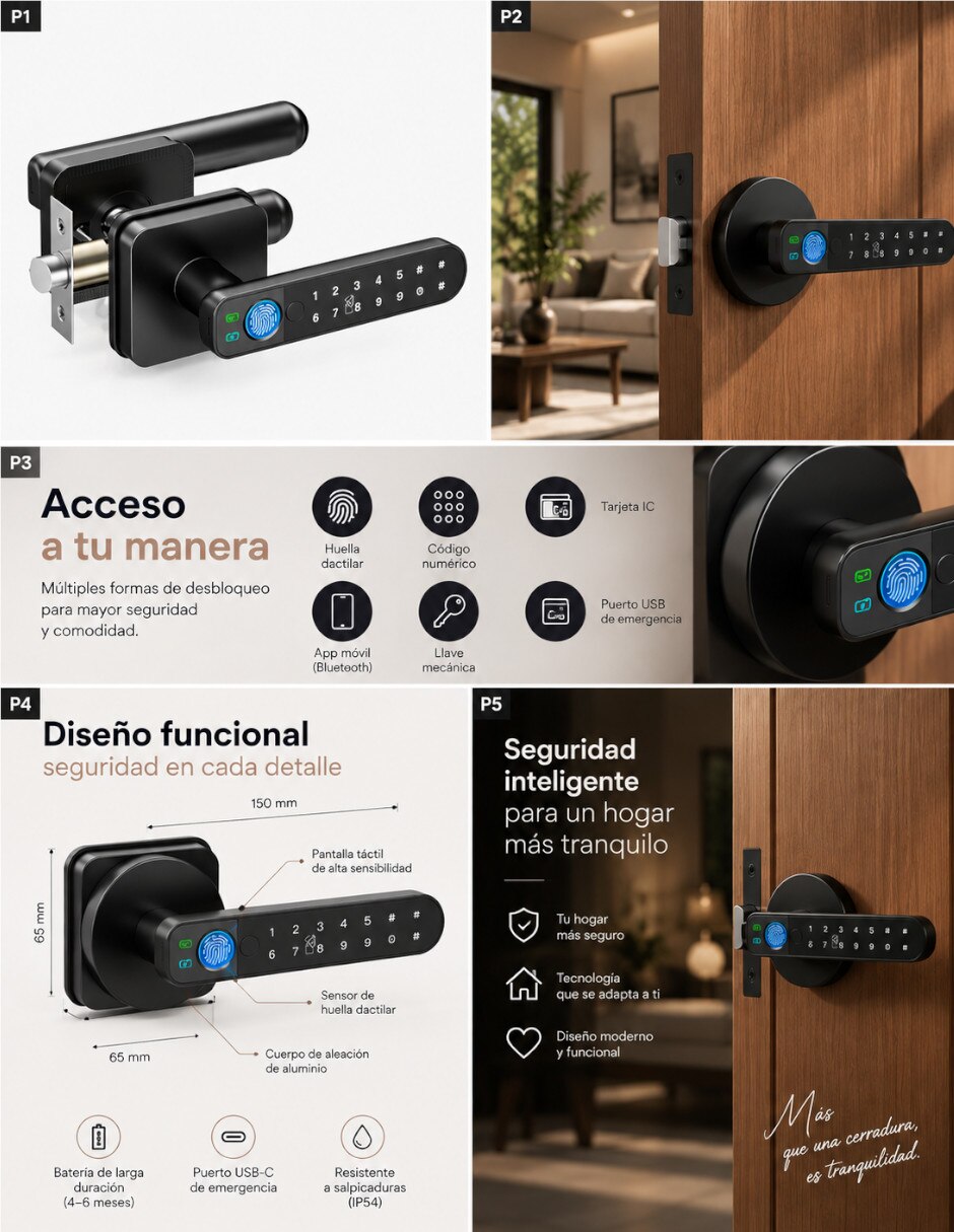 Cerradura Digital Modelo Negro de Combinación 5