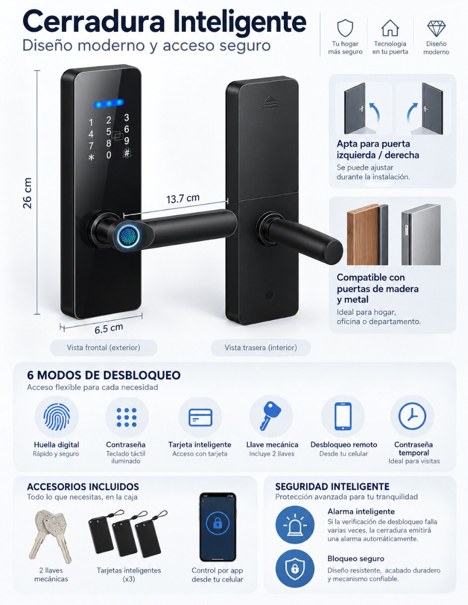 Cerradura Digital Modelo Negro de Combinación 4