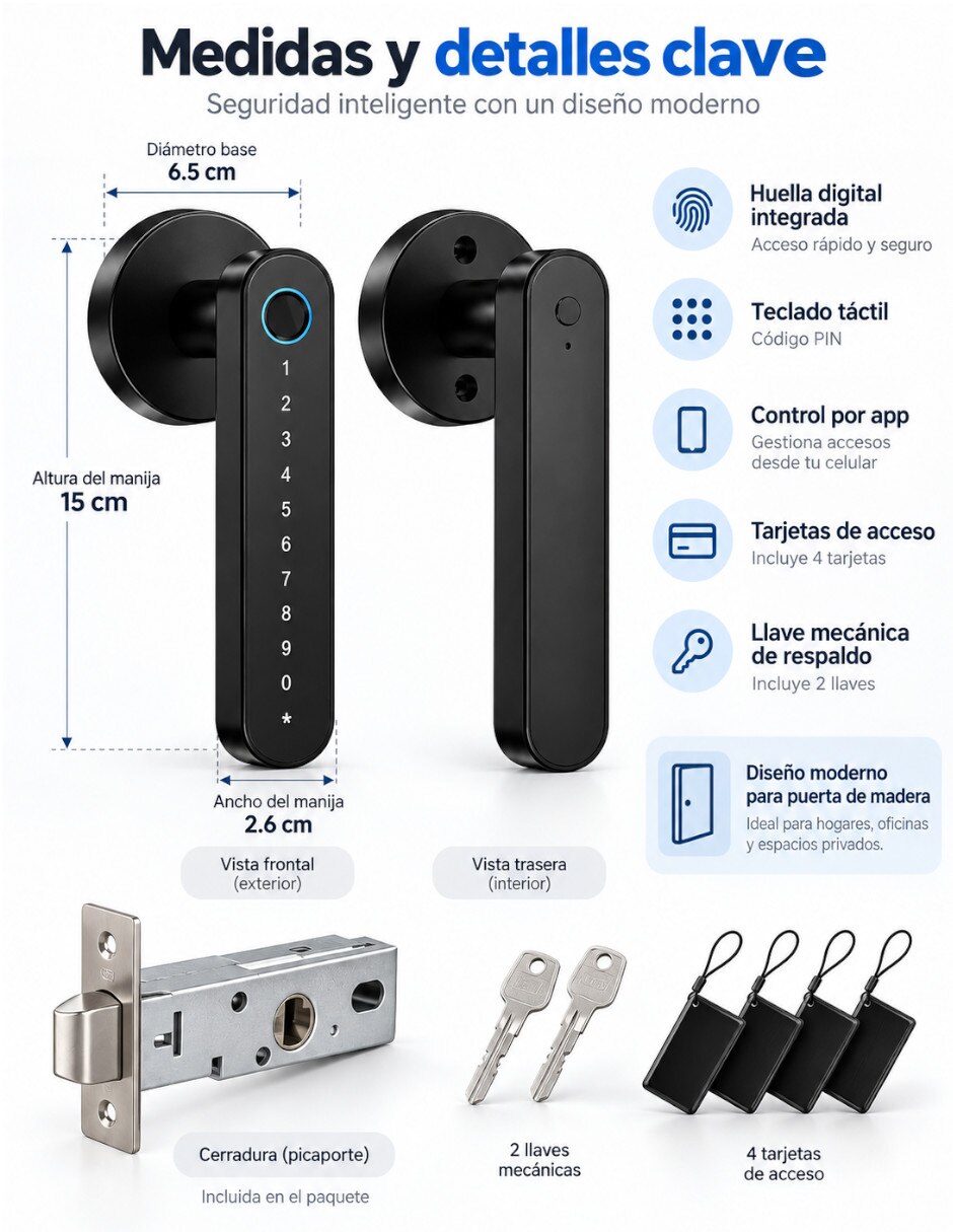 Cerradura Empotrar Modelo Negro de Combinación 5