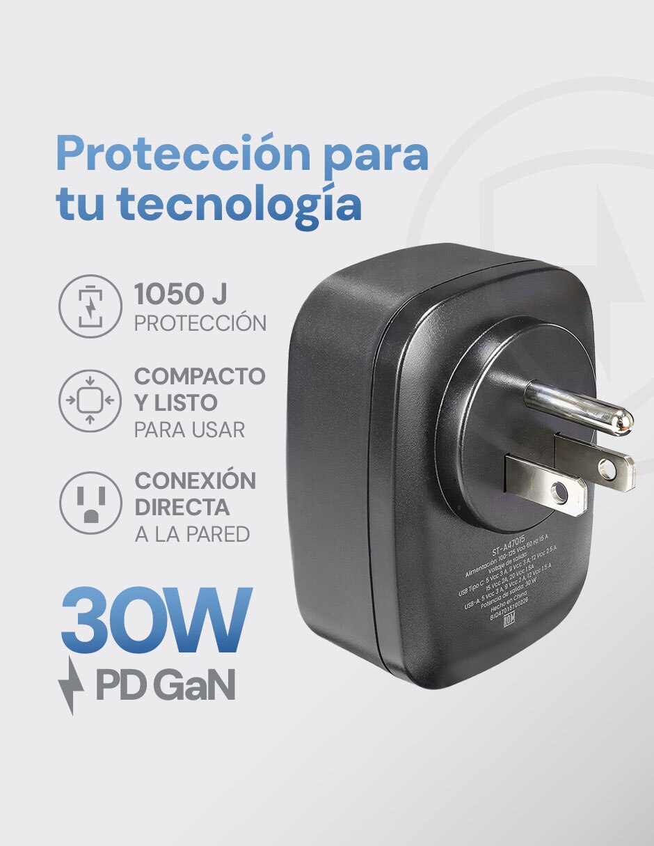 Multicontacto GaN USB y USB-C - Carga ultra rápida 5 dispositivos de 1 contacto 4