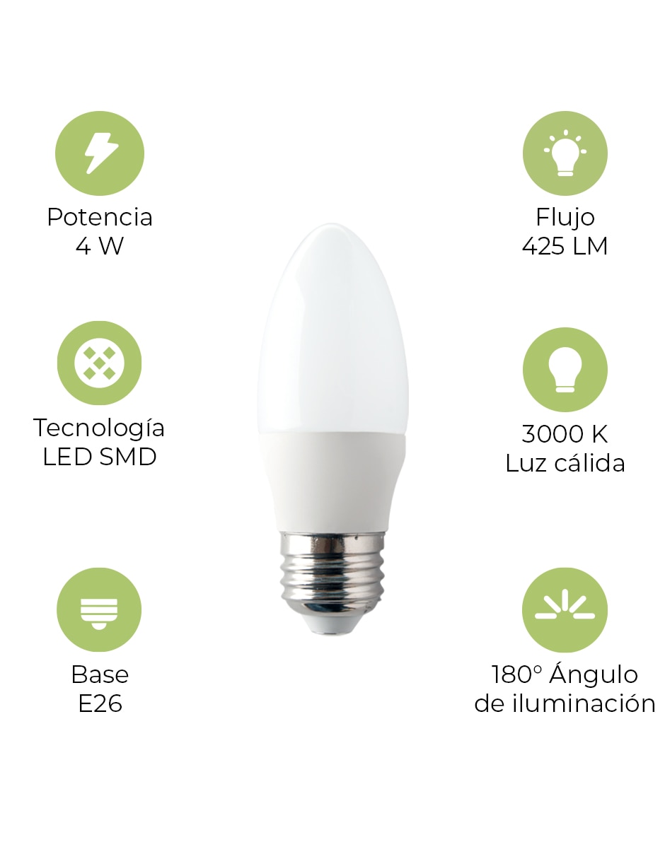 Foco LED 4 W de consumo 4 W de iluminación 400 lm lúmenes 2