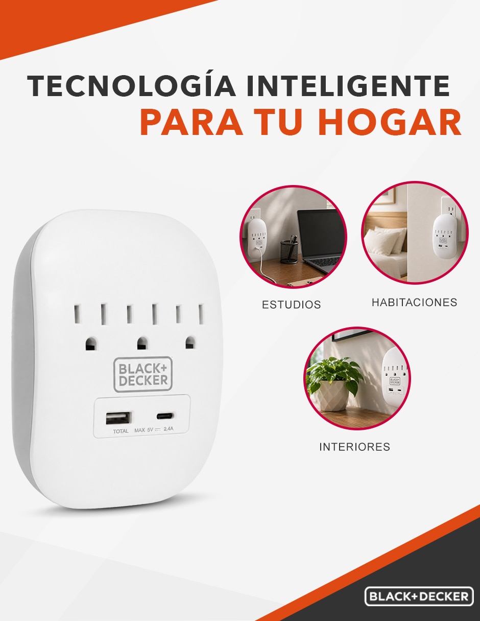 Multicontacto BDXEEMTTAP1 de 3 salidas y 2 puertos USB 4