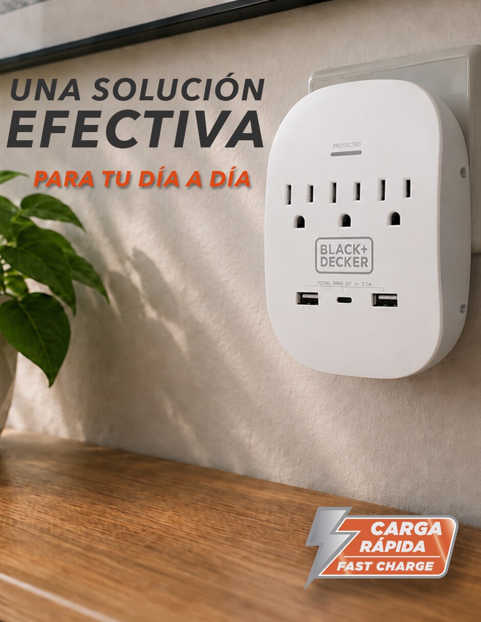 Multicontacto BDXEEMTTAP2 de 3 salidas y 2 puertos USB 3