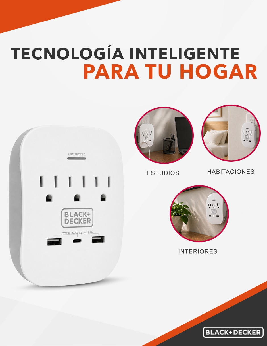 Multicontacto BDXEEMTTAP2 de 3 salidas y 2 puertos USB 5