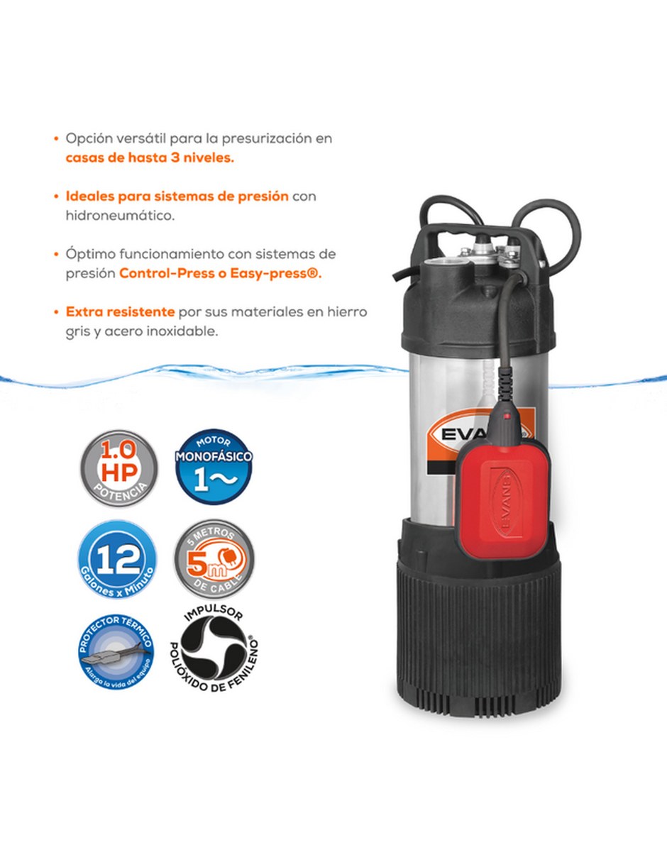 Bomba de agua Sumergible 1 HP 2