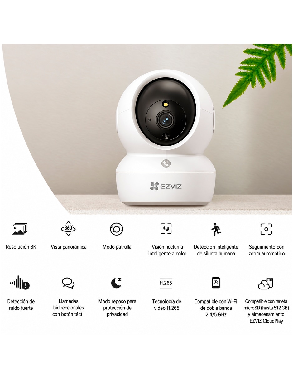 Cámara Wi-Fi de seguridad modelo H6c Pro Inalámbrica 3K 350° para Interior 3