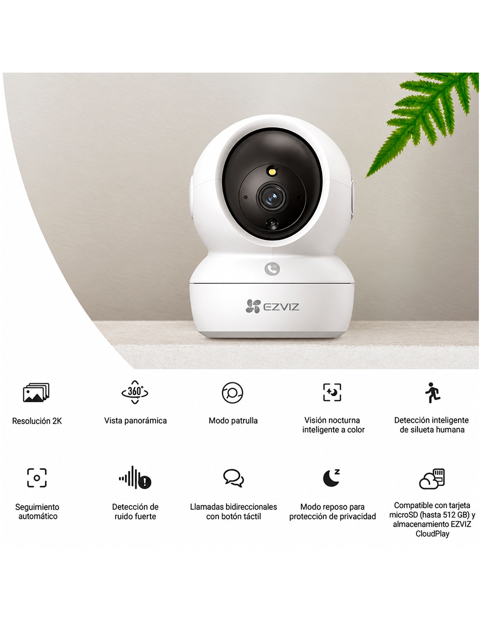 Cámara Wi-Fi de seguridad modelo H6c 3MP inalámbrica 2K 350° para Interior 4