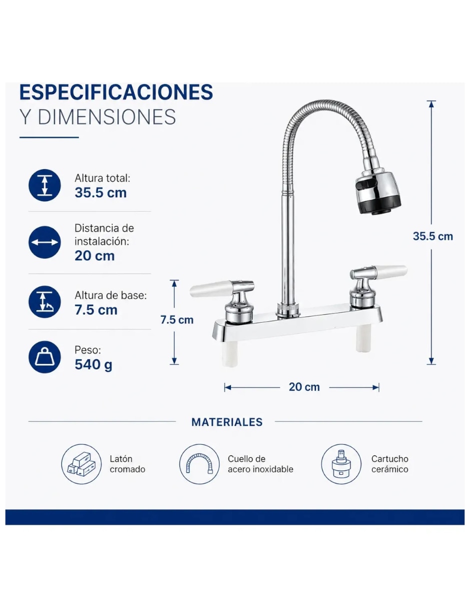 Llave mezcladora para cocina 5